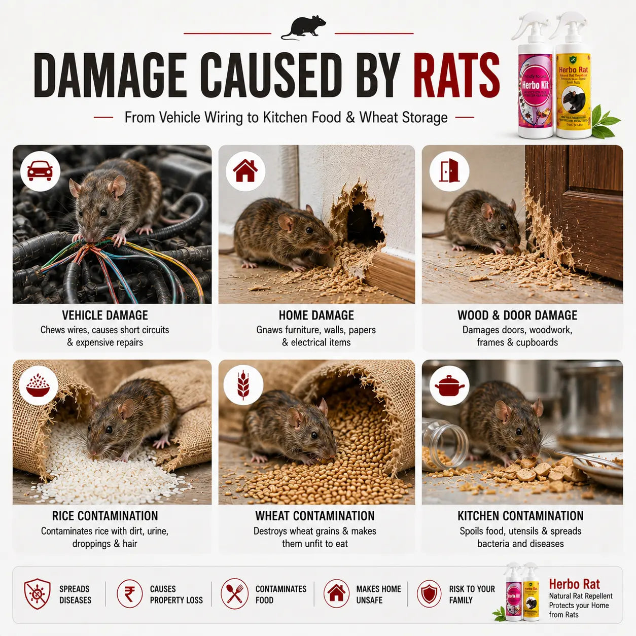Herbo Kit All-in-One Pest Control Spray Combo | Rat, Lizard, Cockroach, Ant, Bed Bug & Mosquito Protection