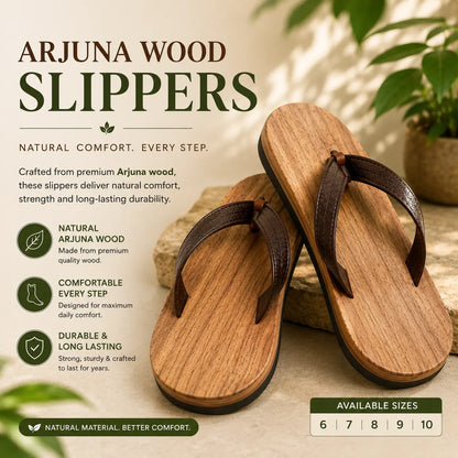 Premium Handcrafted Wooden Slippers for Men & Women | Natural Neem, Jamun & Arjuna Wood