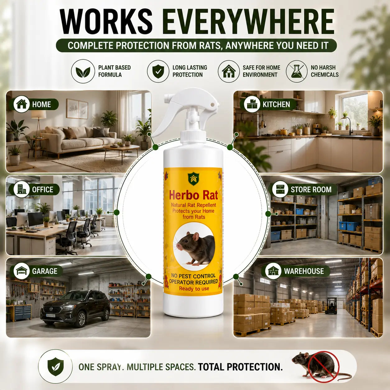Herbo Kit All-in-One Pest Control Spray Combo | Rat, Lizard, Cockroach, Ant, Bed Bug & Mosquito Protection