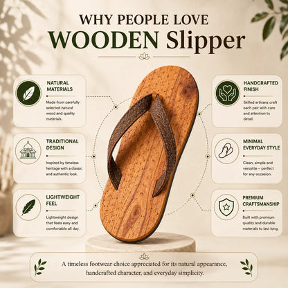 Premium Handcrafted Wooden Slippers for Men & Women | Natural Neem, Jamun & Arjuna Wood