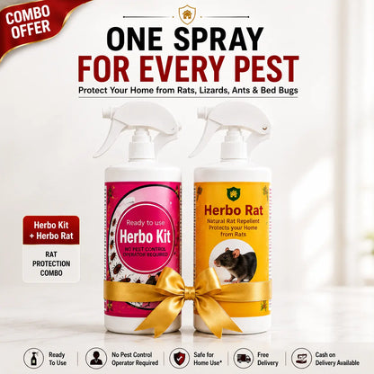 Herbo Kit All-in-One Pest Control Spray Combo | Rat, Lizard, Cockroach, Ant, Bed Bug & Mosquito Protection