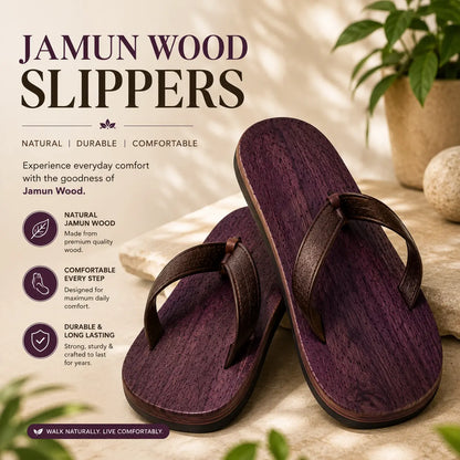 Premium Handcrafted Wooden Slippers for Men & Women | Natural Neem, Jamun & Arjuna Wood
