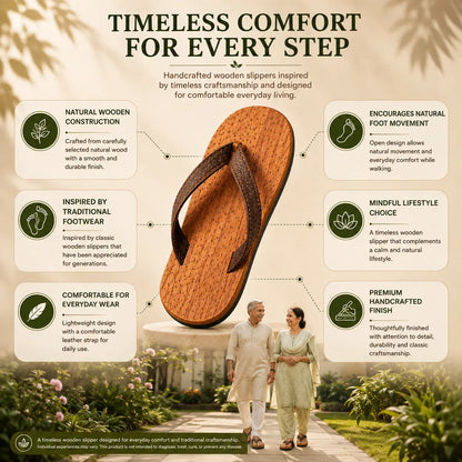 Premium Handcrafted Wooden Slippers for Men & Women | Natural Neem, Jamun & Arjuna Wood