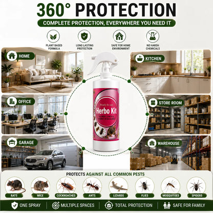 Herbo Kit All-in-One Pest Control Spray Combo | Rat, Lizard, Cockroach, Ant, Bed Bug & Mosquito Protection