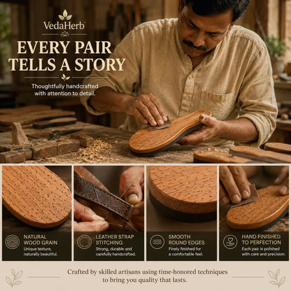 Premium Handcrafted Wooden Slippers for Men & Women | Natural Neem, Jamun & Arjuna Wood