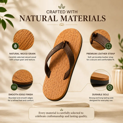 Premium Handcrafted Wooden Slippers for Men & Women | Natural Neem, Jamun & Arjuna Wood