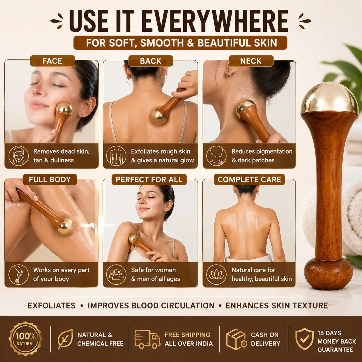Ayurvedic Kansa Therapy Wand – Face, Body & Foot Massage Tool | Ancient Ayurvedic Wellness for Everyday